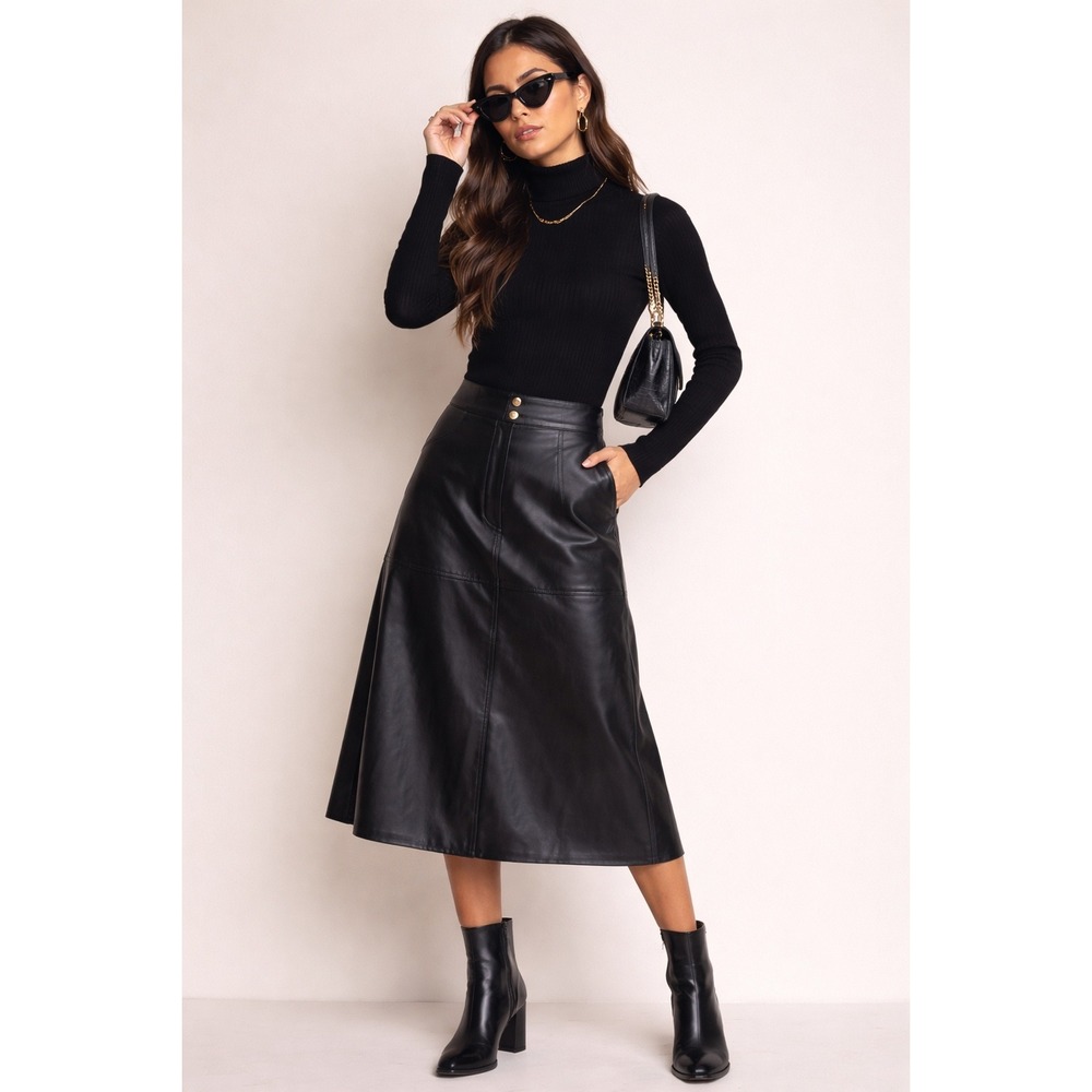 H&M Elegant Black Midi Skirt